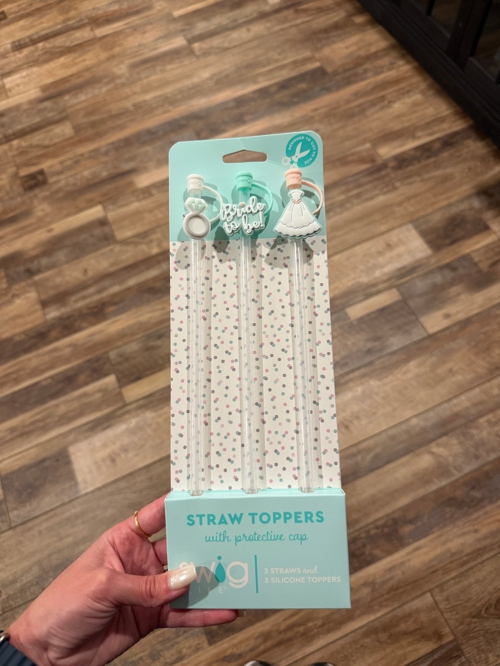 Bride-To-Be Mint Straw Toppers Party Set